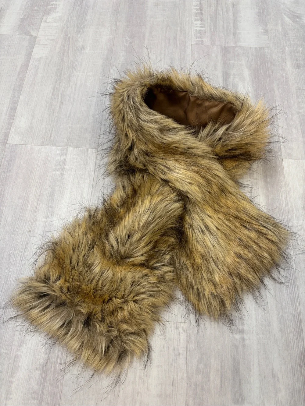 Chico's Faux Fur Scarf in Golden Brown